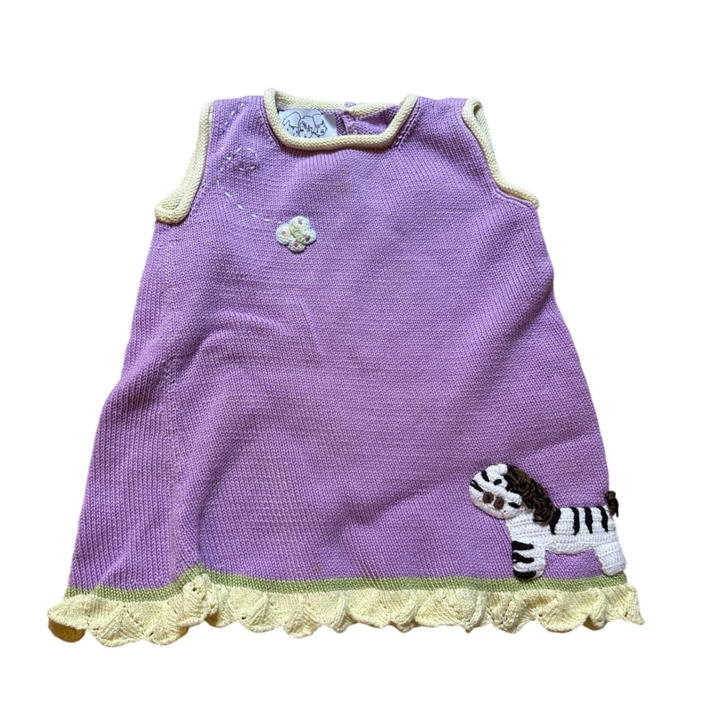 Zackali 4 Kids Knit Dress Toddler Purple Good Zebra‎ Butterfly Ruffle SIZE 24MO